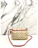 COACH WRISTLET KRISTIN BEIGE SIGNATURE CANVAS PINK LEATHER BAG