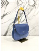 KATE SPADE LEILA MEDIUM BLUEBERRY PEBBLED LEATHER & SUEDE FLAP SHOULDER BAG