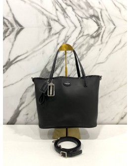 COACH BLACK LEATHER TOTE BAG WITH STRAPS