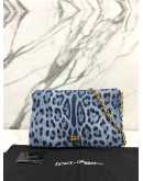 DOLCE & GABBANA BLUE BLACK LEOPARD PRINT CHAIN SHOULDER BAG