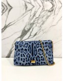 DOLCE & GABBANA BLUE BLACK LEOPARD PRINT CHAIN SHOULDER BAG