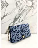 DOLCE & GABBANA BLUE BLACK LEOPARD PRINT CHAIN SHOULDER BAG