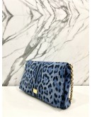 DOLCE & GABBANA BLUE BLACK LEOPARD PRINT CHAIN SHOULDER BAG