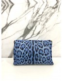 DOLCE & GABBANA BLUE BLACK LEOPARD PRINT CHAIN SHOULDER BAG