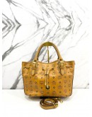 MCM COGNAC VISETOS DRAWSTRING BUCKET BAG