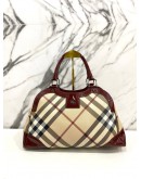 BURBERRY CHECK NOVA PATENT LEATHER & CANVAS BAG