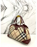 BURBERRY CHECK NOVA PATENT LEATHER & CANVAS BAG