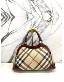 BURBERRY CHECK NOVA PATENT LEATHER & CANVAS BAG