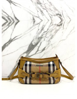 BURBERRY BROWN HOUSE CHECK CANVAS CROSSBODY BAG