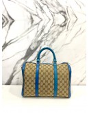 GUCCI JOY BOSTON BAG WITH STRAP IN BEIGE BLUE GG CANVAS AND CALFSKIN LEATHER