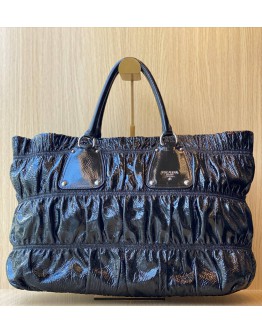 PRADA GAUFRE CONVERTIBLE TOTE PATENT SHOULDER BAG