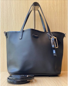 COACH BLACK LEATHER TOTE BAG WITH STRAPS