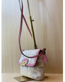 COACH WRISTLET KRISTIN BEIGE SIGNATURE CANVAS PINK LEATHER BAG