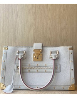 LOUIS VUITTON SUHALI LEATHER FABULEUX OFF WHITE GOLD HARDWARE STUDDED HANDLE BAG