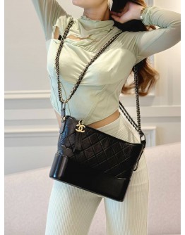 (MICROCHIP) CHANEL GABRILLE QUILTED AGED CALFKSIN MEDIUM BAG