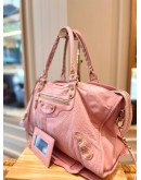 BALENCIAGA SOFT PINK VELO AGED CALFSKIN LEATHER BAG