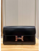 HERMES CONSTANCE TO GO LONG CLUTCH / WALLET IN BLACK BOX CALFSKIN LEATHER STAMP D PHW -FULL SET-