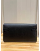 HERMES KELLY BLACK EPSOM LEATHER LONG WALLET STAMP C