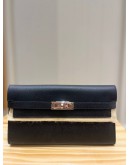 HERMES KELLY BLACK EPSOM LEATHER LONG WALLET STAMP C