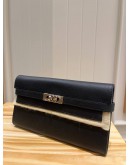 HERMES KELLY BLACK EPSOM LEATHER LONG WALLET STAMP C