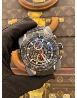 (LIKE NEW) 2017 TAG HEUER CARRERA CALIBRE HEUER 01 CHRONOGRAPH REF CAR2A1Z BLACK DIAL 45MM AUTOMATIC WATCH FULL SET