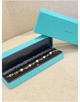 2024 TIFFANY & CO. HARDWEAR LINK BRACELET IN 18K 750 YELLOW GOLD WITH FRESHWATER PEARLS