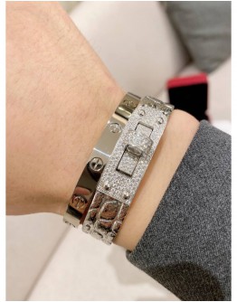 (BRAND NEW) 2023 CARTIER LOVE CUFF OPEN CLASSIC MODEL WHITE GOLD BRACELET FULL SET