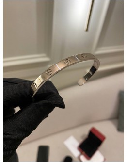 (BRAND NEW) 2023 CARTIER LOVE CUFF OPEN CLASSIC MODEL WHITE GOLD BRACELET FULL SET
