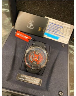 (BRAND NEW) FERRARI GRAN PREMIO WORLDTIME LIMITED EDITION ORANGE BLACK DIAL 43MM AUTOMATIC YEAR 2016 WATCH -FULL SET-