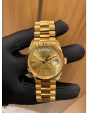 (UNUSED) ROLEX PRESIDENT DAY-DATE FULL 18K YELLOW GOLD VERY SHINY REF 128238 36MM AUTOMATIC YEAR 2019 WATCH -FULL SET-