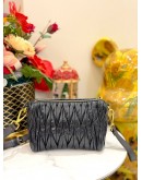 MIU MIU NAPPA MATELASSE LUX SHOULDER BAG IN BLACK LEATHER WITH GOLD TONED HARDWARE